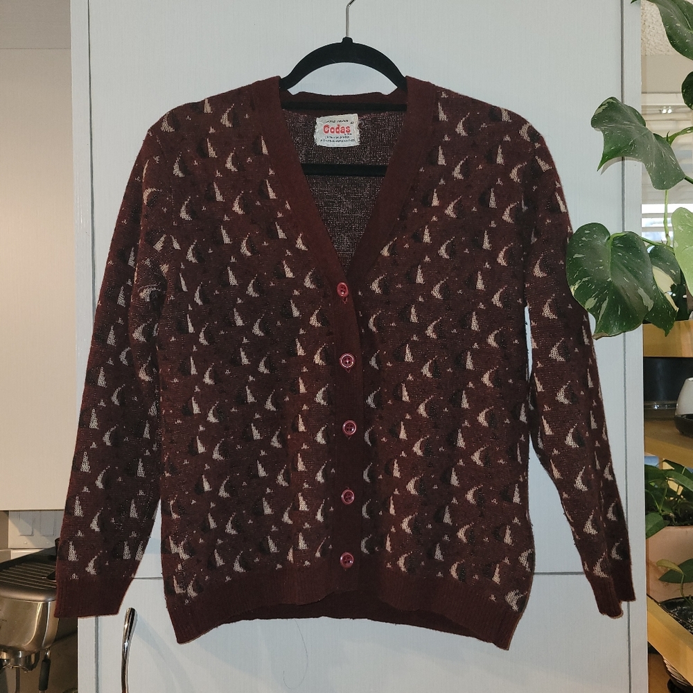 Vintage Wool Sailboat Cardigan - Picture 1 of 8